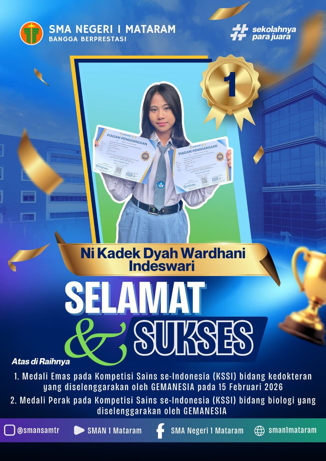 Medali Emas & Perak pada Kompetisi Sains se-Indonesia (KSSI)